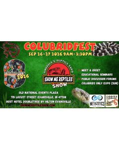 America's Reptile Expo
Show Me Reptiles 2026 Show
Colubridfest 2026
September 26 - 27 
Old National Events Plaza