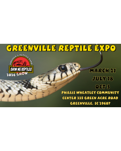 America's Reptile Expo
Show Me Reptiles 2026 Show
Greenville, South Carolina Reptile Expo 
march 21
july 18
oct 3 
located at phillis wheatley community center 